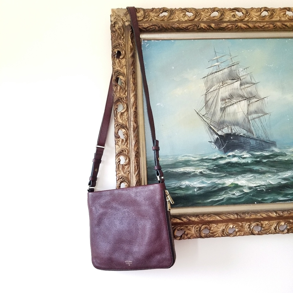 Fossil Brown Leather Crossbody Bag, Chocolate
